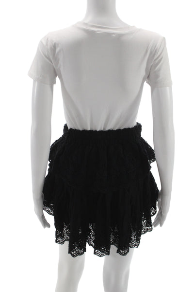 Love Shack Fancy Women Mini Pettiskirt Black 100% Cotton Size XS