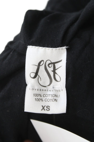 Love Shack Fancy Women Mini Pettiskirt Black 100% Cotton Size XS