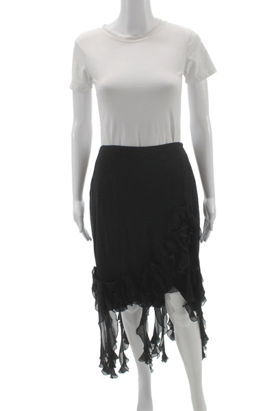 Tadashi Womens Black Silk Knee Length Skirt Size 10
