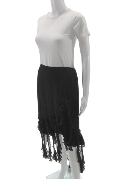 Tadashi Womens Black Silk Knee Length Skirt Size 10