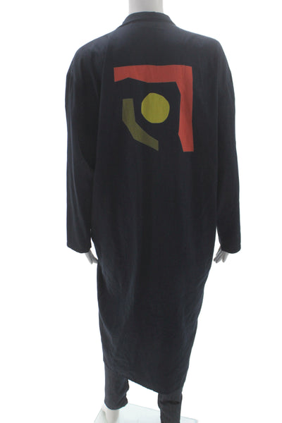 Marimekko Mens Basic Jacket Blue Graphic Print Cotton Size M