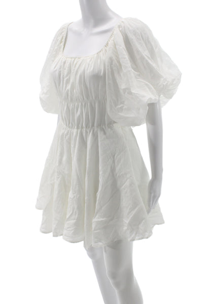 Altar'D State Womens White Bohemian Mini Sundress Cotton Square Neck Size L