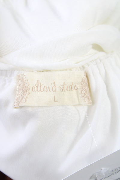 Altar'D State Womens White Bohemian Mini Sundress Cotton Square Neck Size L