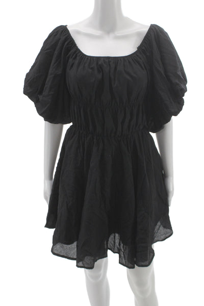 Altar'D State Womens Fit & Flare Mini Black Square Neck Knee Dress Size L