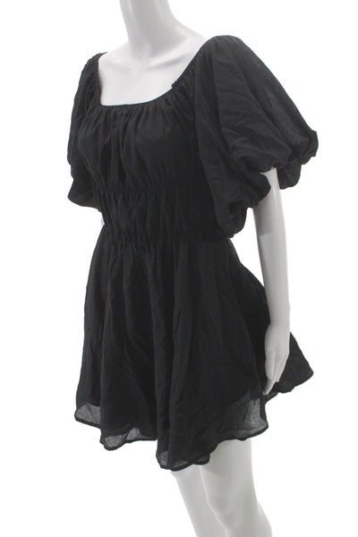 Altar'D State Womens Fit & Flare Mini Black Square Neck Knee Dress Size L