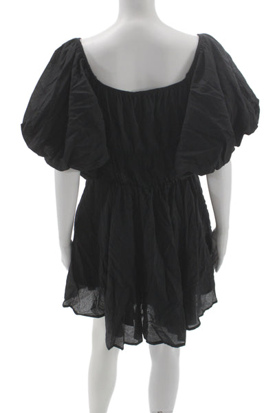 Altar'D State Womens Fit & Flare Mini Black Square Neck Knee Dress Size L
