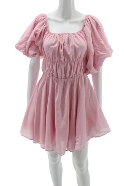 Altar'D State Women Fit & Flare Sundress Pink Square Neck Polyester Size L