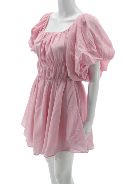 Altar'D State Women Fit & Flare Sundress Pink Square Neck Polyester Size L