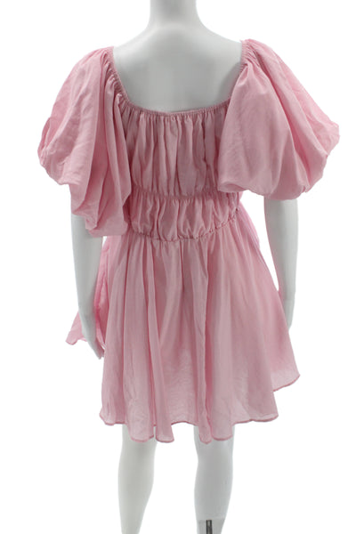 Altar'D State Women Fit & Flare Sundress Pink Square Neck Polyester Size L