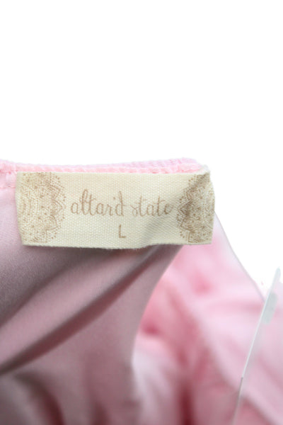 Altar'D State Women Fit & Flare Sundress Pink Square Neck Polyester Size L
