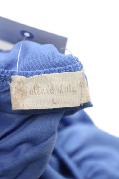 Altar'D State Women Fit & Flare Sundress Blue Square Neck Polyester Size L
