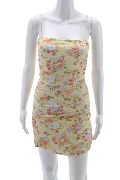 We Wore What Women Yellow Floral Bodycon Slip Dress Size S