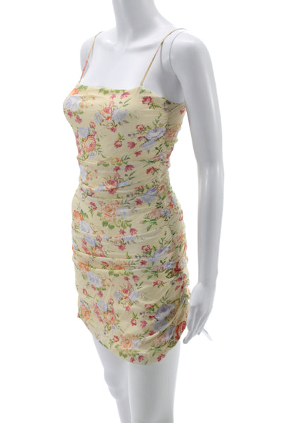 We Wore What Women Yellow Floral Bodycon Slip Dress Size S