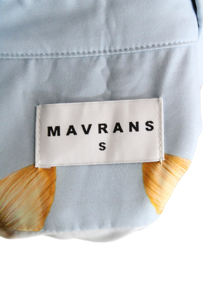 Mavrans Mens Point Collar Floral Button-Up Short Sleeve Light Blue Size S