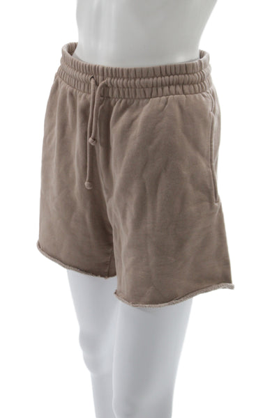 TNA Unisex Sweat Shorts Brown Drawstring Size S