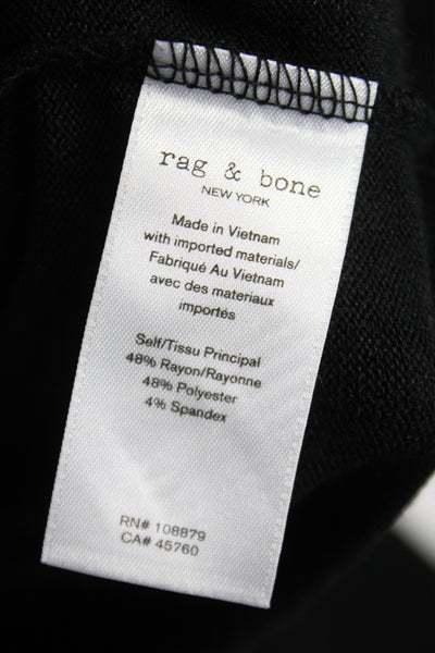Rag & Bone Jean Women Designer Basic Black Long Sleeve Round Neck Top Size S
