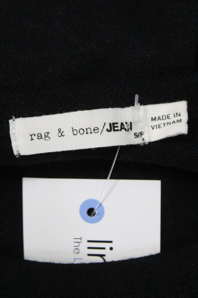 Rag & Bone Jean Women Designer Basic Black Long Sleeve Round Neck Top Size S