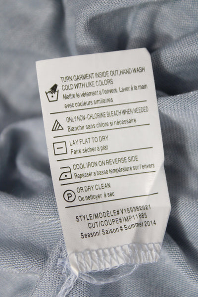 Vince Women Basic V-Neck Short Sleeve Light Blue Rayon Polyester T-Shirt Size S