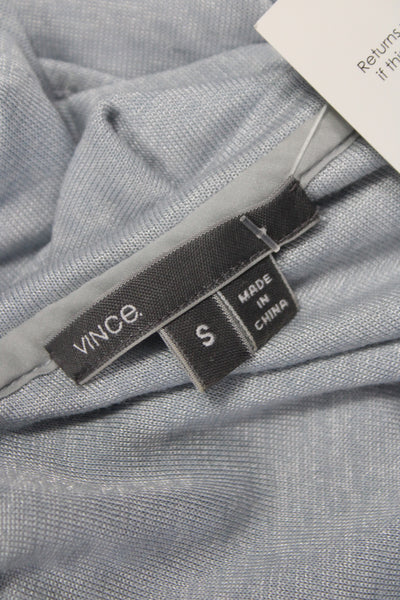 Vince Women Basic V-Neck Short Sleeve Light Blue Rayon Polyester T-Shirt Size S