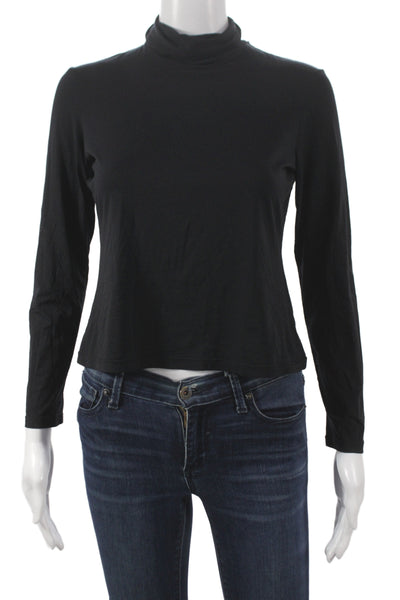 Theory Women Black Mock Neck Long Sleeve Basic Top Size L