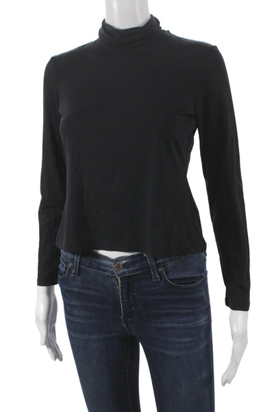 Theory Women Black Mock Neck Long Sleeve Basic Top Size L