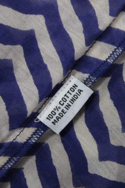 Roberta Roller Rabbit Women Geometric Tunic Blouse Blue Cotton Size S