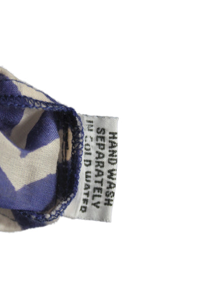 Roberta Roller Rabbit Women Geometric Tunic Blouse Blue Cotton Size S