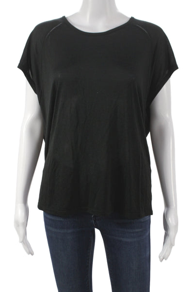 Vince Women Basic Jersey T-Shirt Black Short Sleeve Round Neck Size S