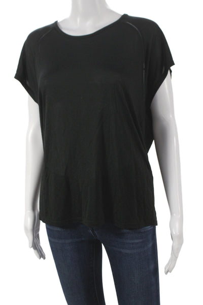 Vince Women Basic Jersey T-Shirt Black Short Sleeve Round Neck Size S