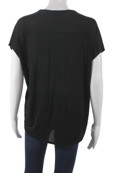 Vince Women Basic Jersey T-Shirt Black Short Sleeve Round Neck Size S