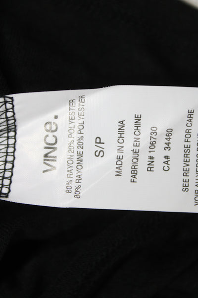 Vince Women Basic Jersey T-Shirt Black Short Sleeve Round Neck Size S