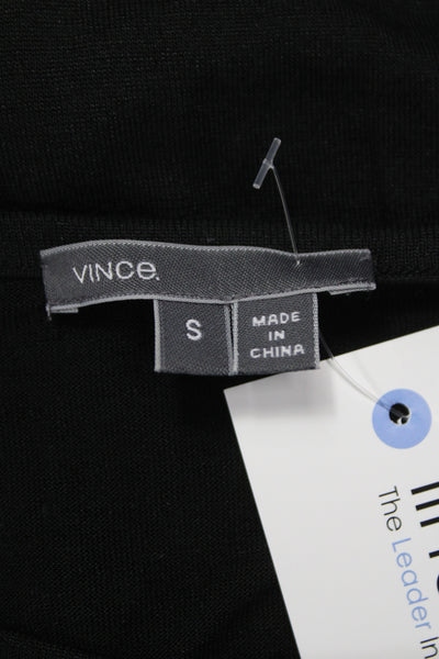 Vince Women Basic Jersey T-Shirt Black Short Sleeve Round Neck Size S