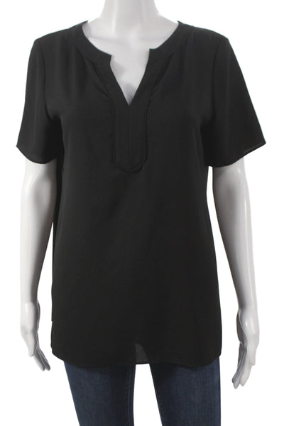 Shoshanna Women Basic Black V-Neck Short Sleeve Blouse Size 4