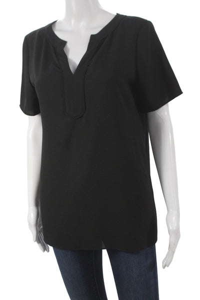 Shoshanna Women Basic Black V-Neck Short Sleeve Blouse Size 4