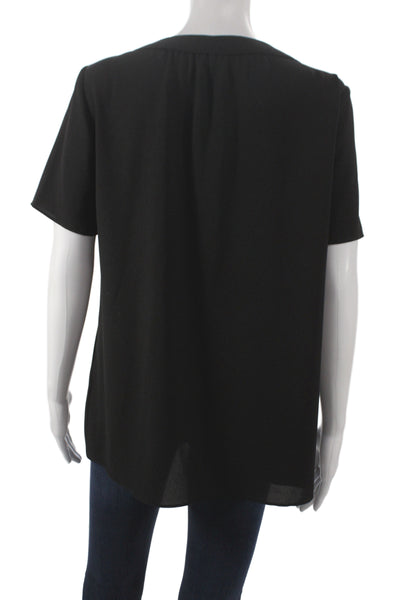 Shoshanna Women Basic Black V-Neck Short Sleeve Blouse Size 4