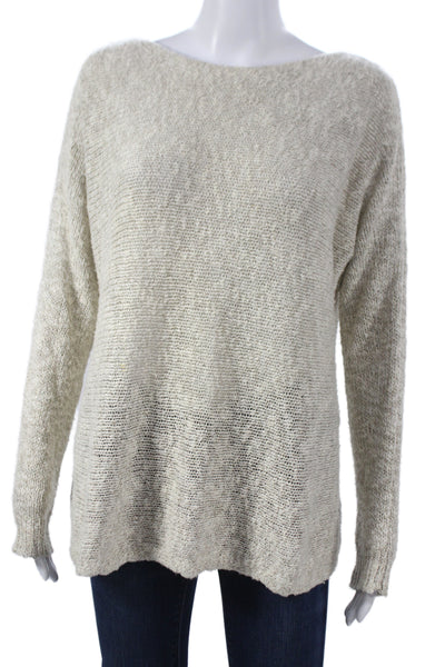 Vince Unisex Beige Cotton Polyester Pullover Sweater Long Sleeve Size M