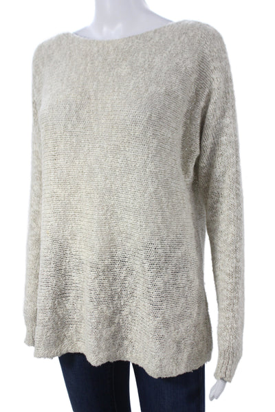 Vince Unisex Beige Cotton Polyester Pullover Sweater Long Sleeve Size M