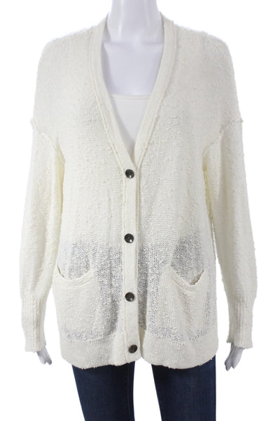 Rag & Bone Unisex Cardigan White V Neck Button Cotton Polyester Size M