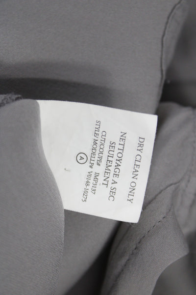 Vince Womens Gray Silk Collared Button Up Long Sleeve Basic Blouse Size M