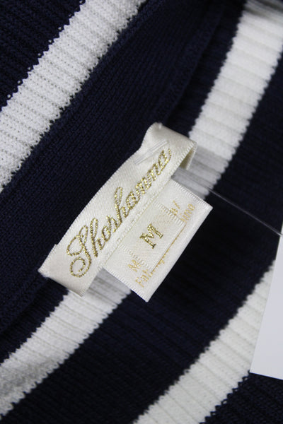 Shoshanna Womens Sweater Bodycon Dress Navy Striped VNeck Longsleeve Size M
