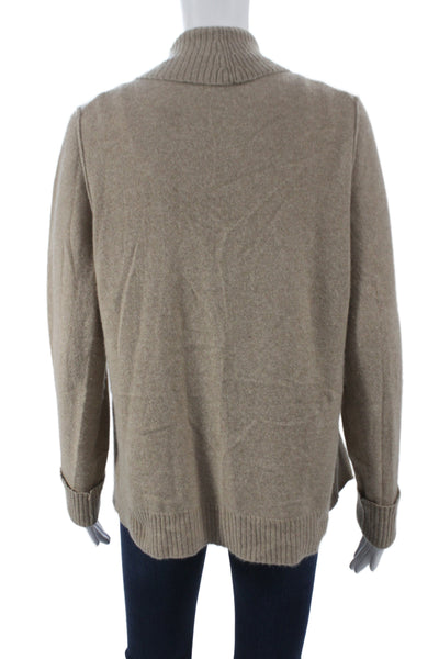 White + Warren Unisex Tan Wool Polyester Full Zip Cardigan Size XL