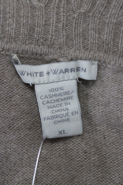 White + Warren Unisex Tan Wool Polyester Full Zip Cardigan Size XL