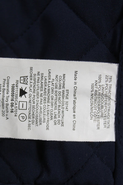 Tory Sport Womens Bomber Jacket Blue Argyle Zip Triacetate Long Sleeve Size S