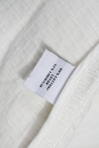 Lafayette 148 New York Womens White Cotton Linen Jacket Crew Neck Zip Size M