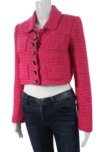 Self-Portrait Women Pink Collared Button Jacket Long Sleeve Petite Size 4