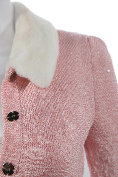 Self-Portrait Women Jacket Pink Checked Collared Button Long Sleeve Size S