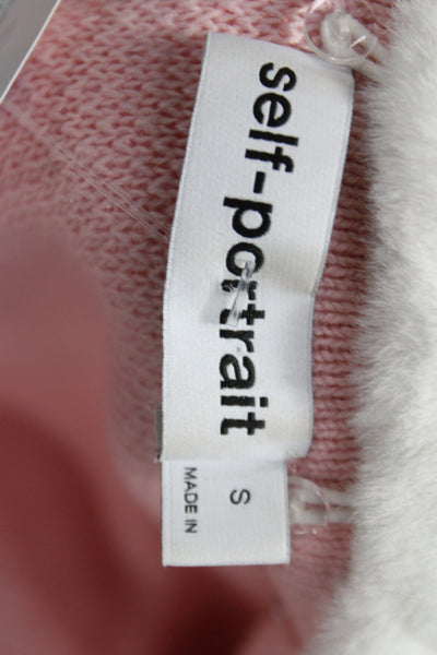 Self-Portrait Women Jacket Pink Checked Collared Button Long Sleeve Size S
