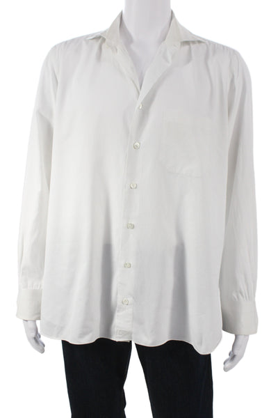 Giorgio's Palm Beach Mens Spread Dress Shirt White Striped 100% Cotton Size 17