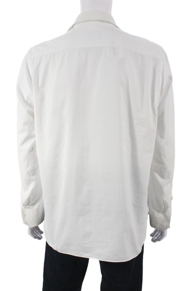 Giorgio's Palm Beach Mens Spread Dress Shirt White Striped 100% Cotton Size 17