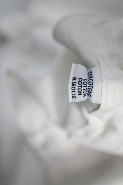 Giorgio's Palm Beach Mens Spread Dress Shirt White Striped 100% Cotton Size 17